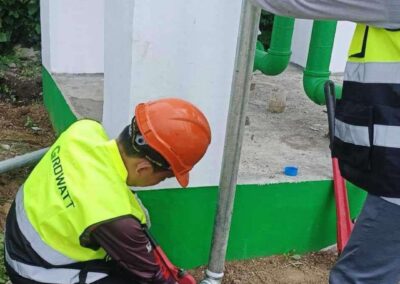Mount Solar Power Lucena technicians install conduit pipes for a solar-powered water system in Quezon. Mount Solar Power Quezon ensures reliable and eco-friendly energy infrastructure across Lucena and Quezon communities.
